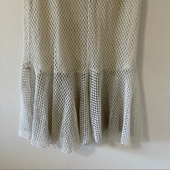 Zara Trafaluc Mesh Skirt with Frills Asymmetric Midi Off-White Half Slip-Medium - Picture 7 of 10